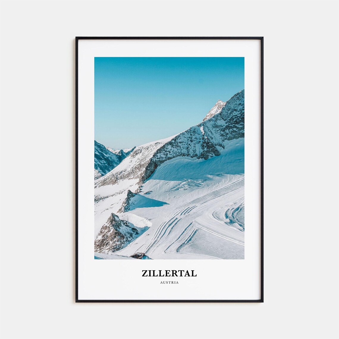 Zillertal Austria Snowy Ski Slopes Alpine Peak Travel Poster