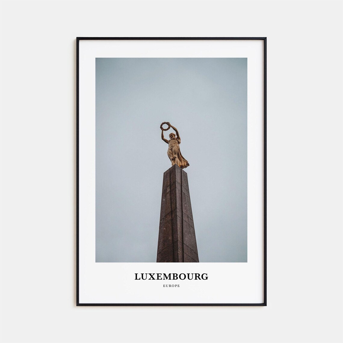 Luxembourg Europe Golden Lady Monument Landmark Memorial Art Poster
