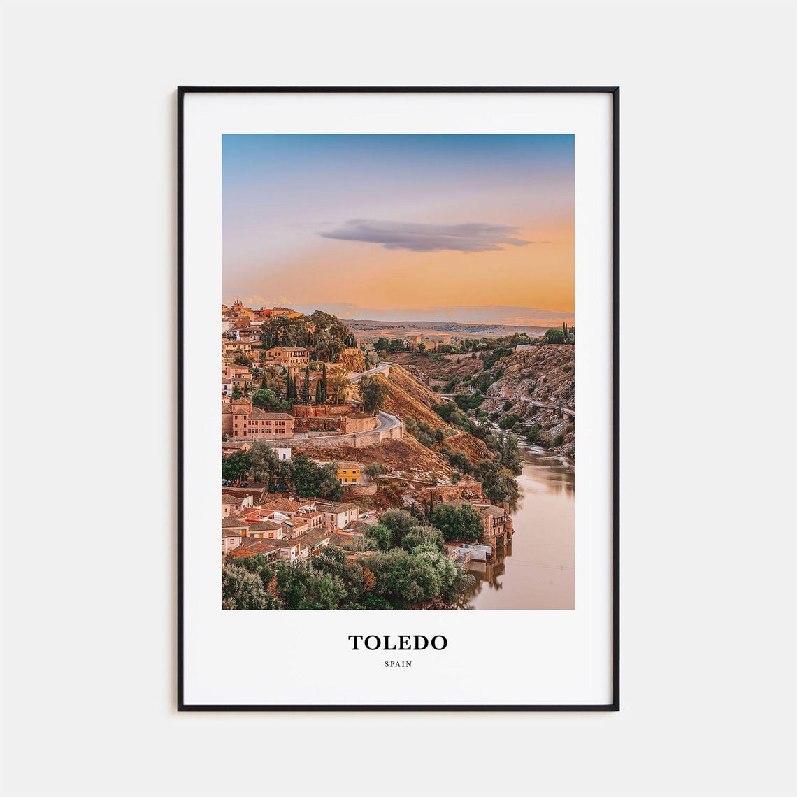 Toledo Spain River City Sunset Historic Skyline Travel Poster
