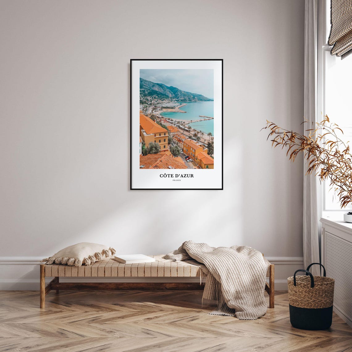 French Riviera Mediterranean Coastal Town Minimalist Travel Poster - Image 3