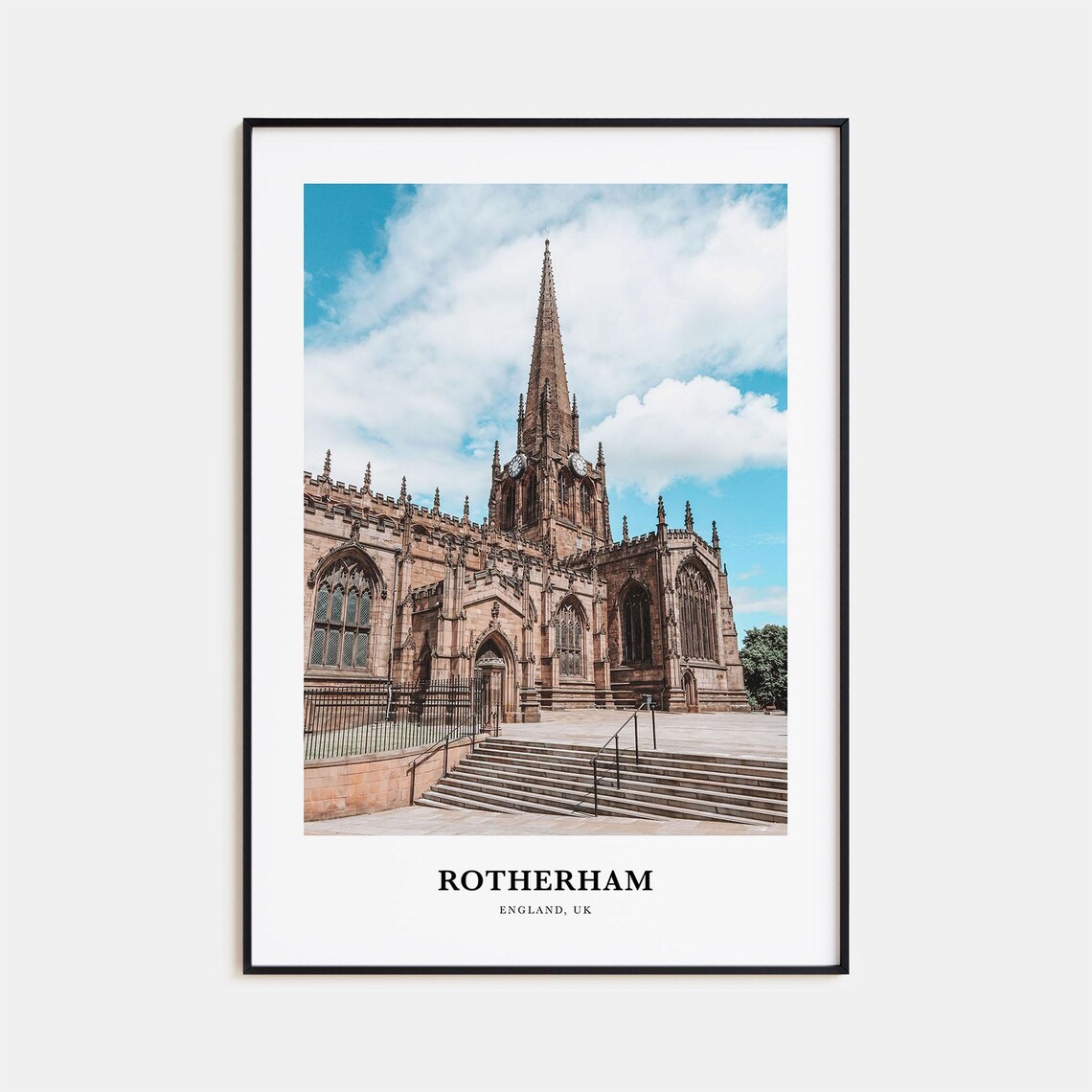 Rotherham England Gothic Minster Church Skyline Photography Poster