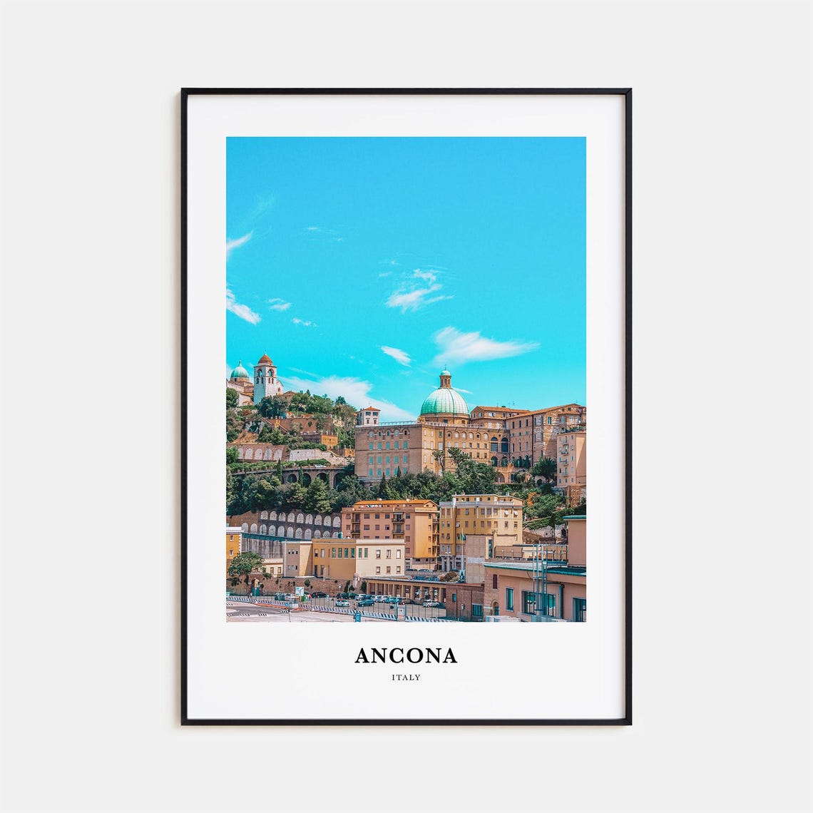 Ancona Italy Hilltop Town Dome Cathedral Turquoise Sky Poster