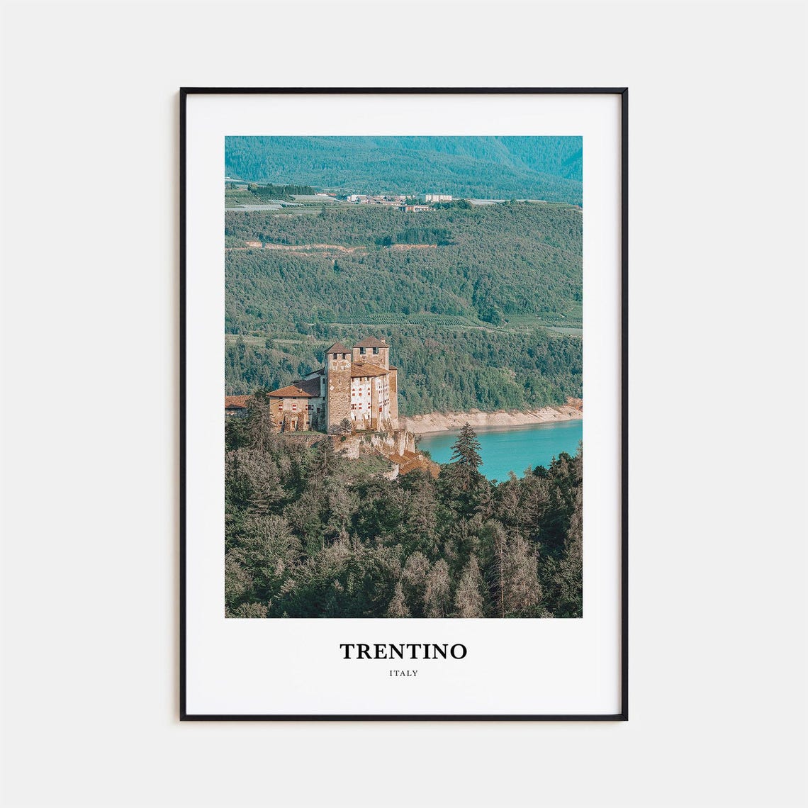 Trentino Lakeside Castle Forest Hills Northern Italy Scenic Poster