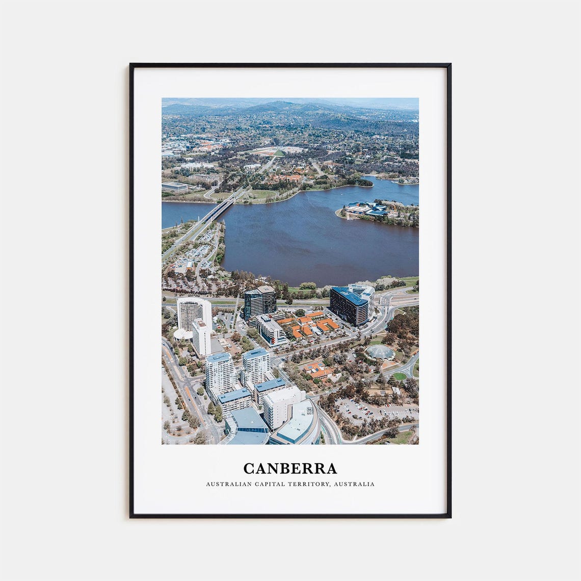 Canberra Australia Aerial Cityscape Lake Skyline Photo Poster