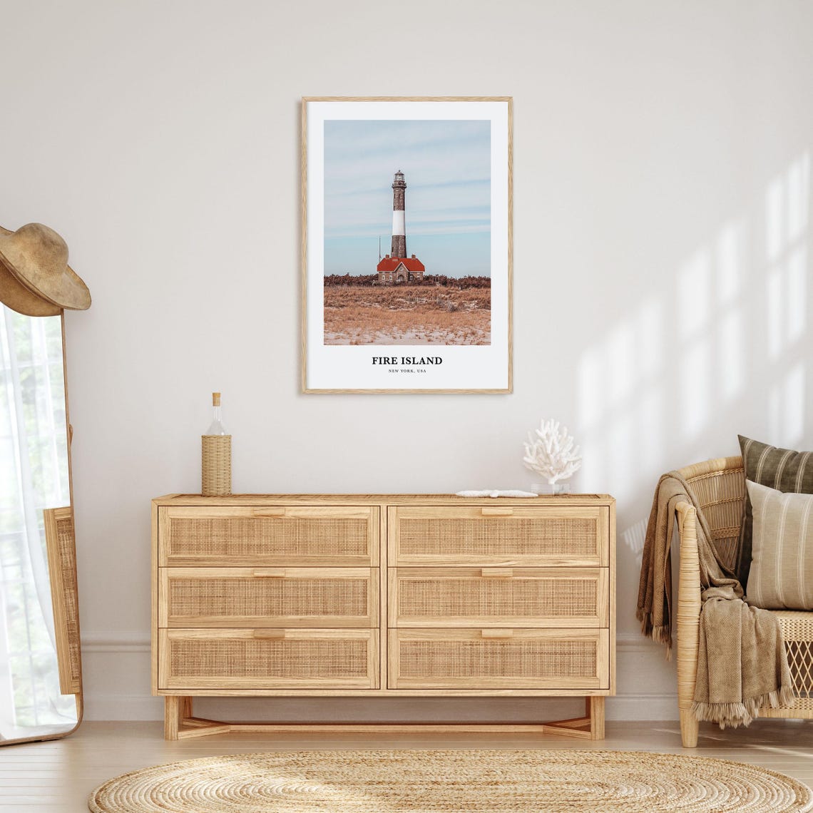 Fire Island New York Lighthouse Dunes Beach Grass Travel Poster - Image 2