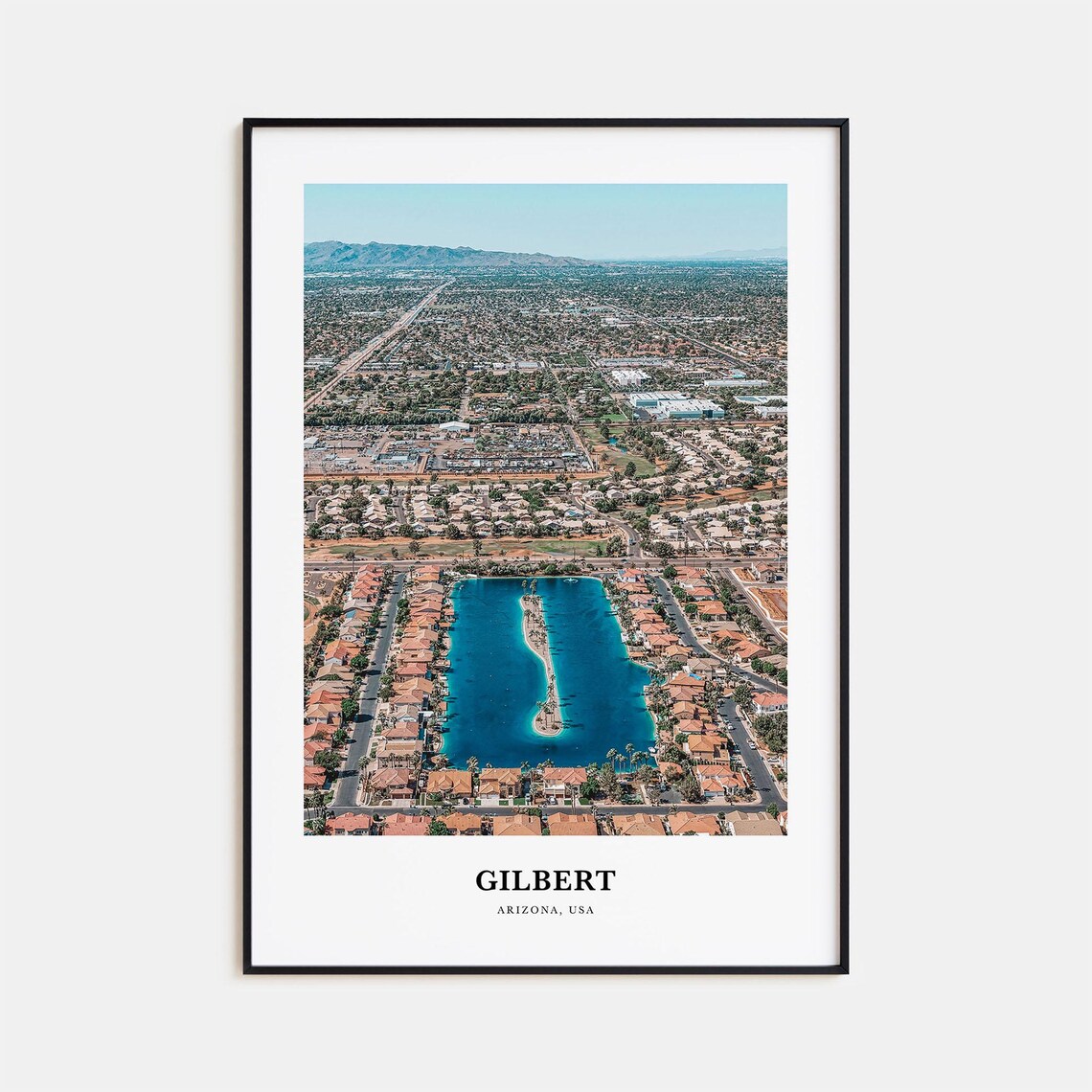 Gilbert Arizona Aerial Lake Community Desert Suburb Travel Poster