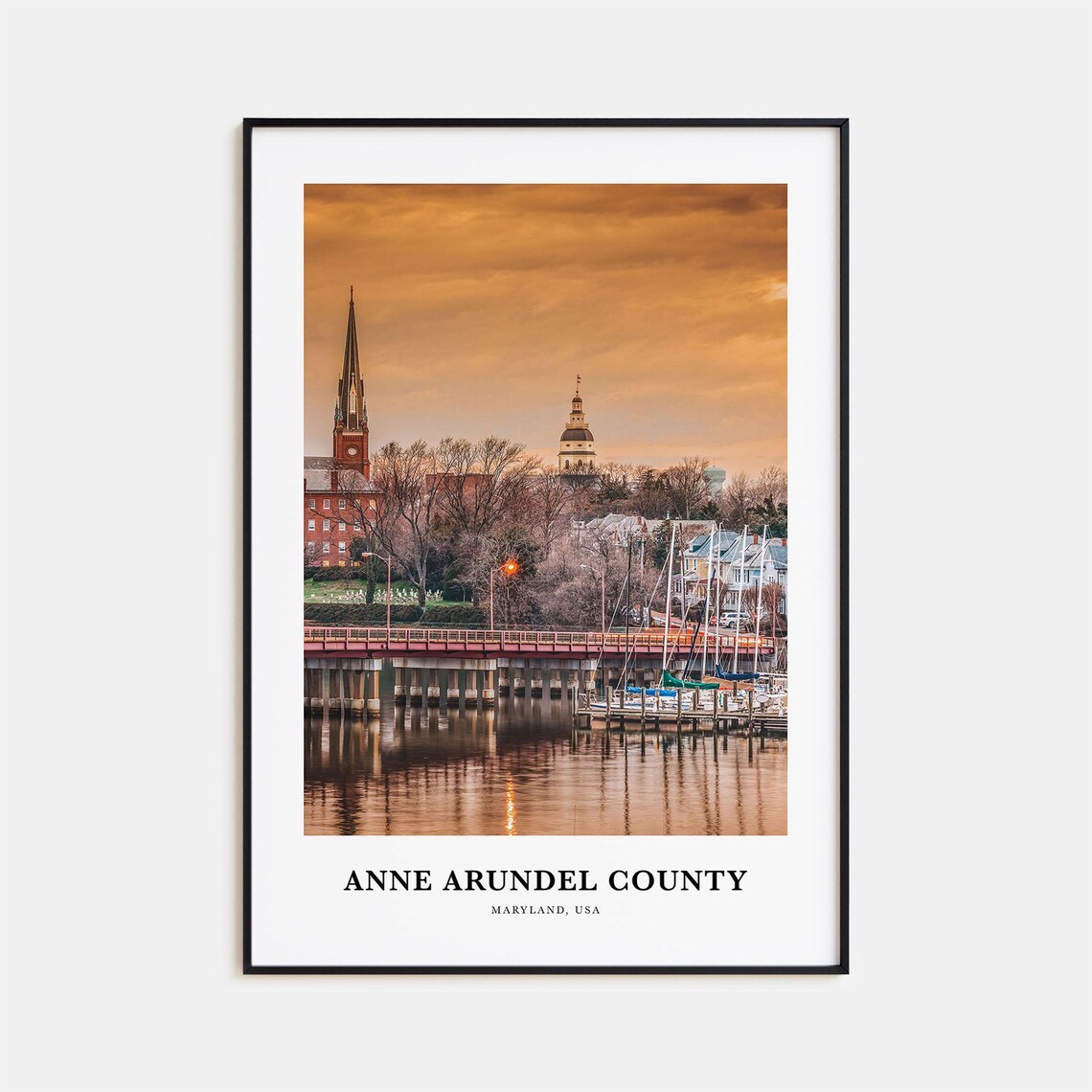 Anne Arundel County Maryland Waterfront Golden Hour Harbor Poster