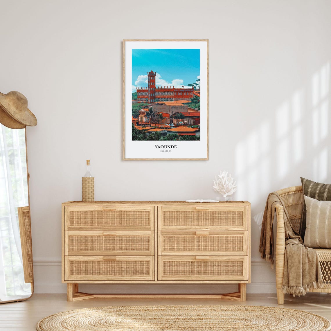 Yaounde Cameroon Red Cathedral Terracotta Rooftops City Poster - Image 2
