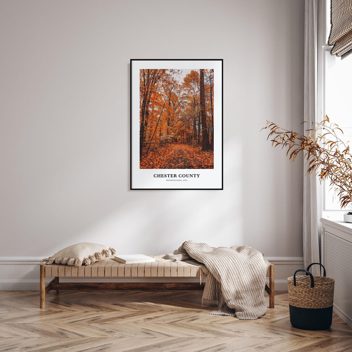 Chester County Pennsylvania USA Autumn Forest Path Photo Poster - Image 3
