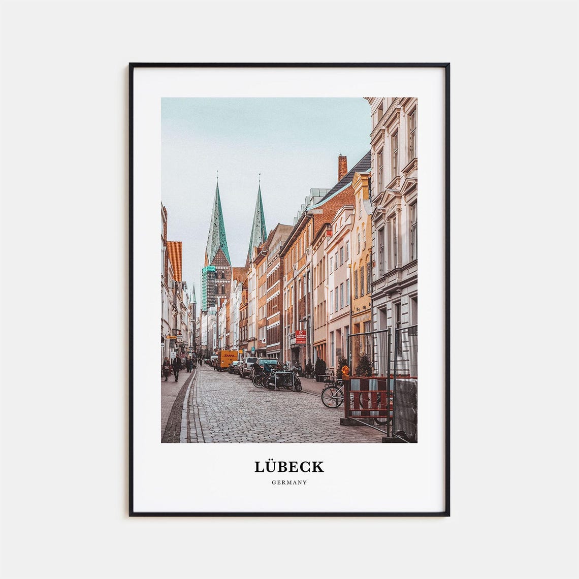 Lubeck Germany Old Town Cobblestone Street Hanseatic Heritage Poster