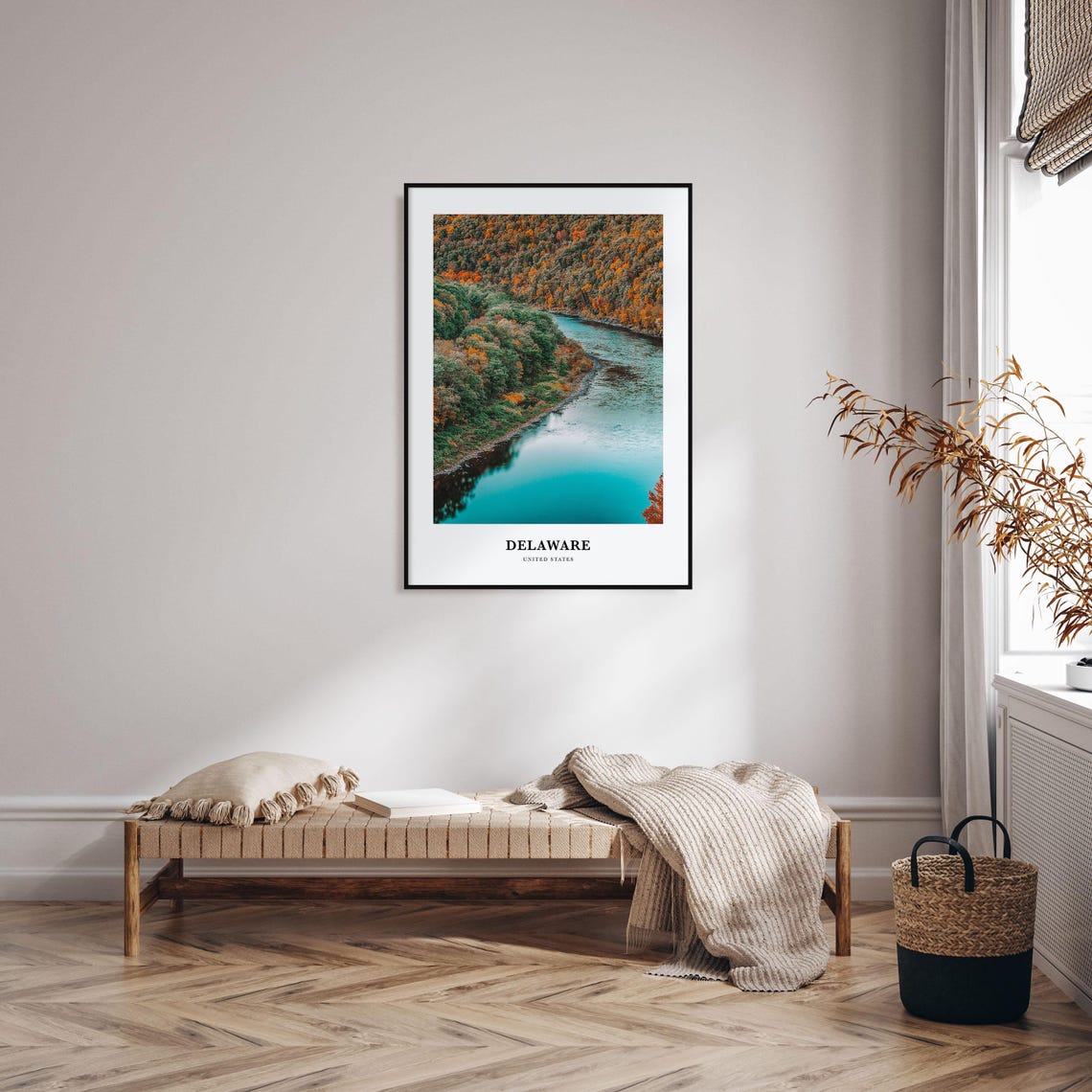 Delaware Autumn River Valley Landscape Minimalist Travel Poster - Image 3