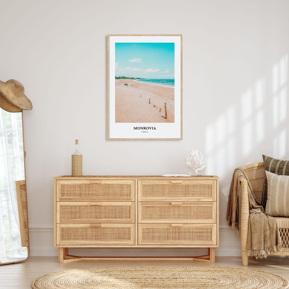 Monrovia Liberia Quiet Sandy Beach Along The Calm Ocean Poster - Image 2