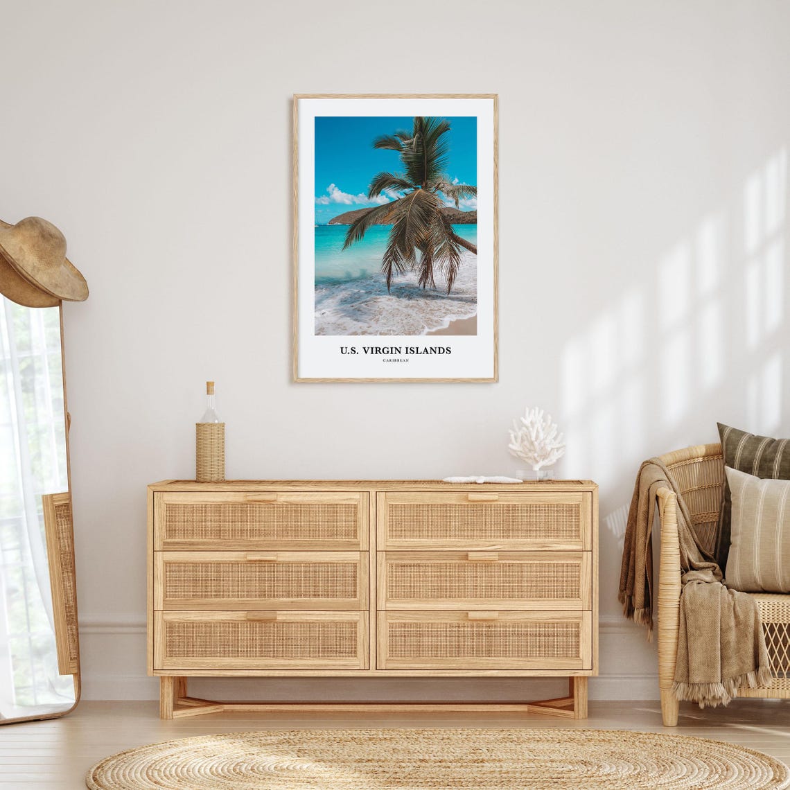 US Virgin Islands Palm Tree Turquoise Beach Caribbean Poster - Image 2