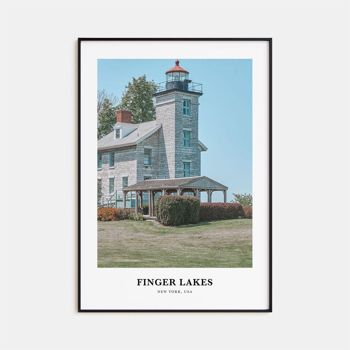 Finger Lakes New York Historic Stone Lighthouse Grounds Travel Poster
