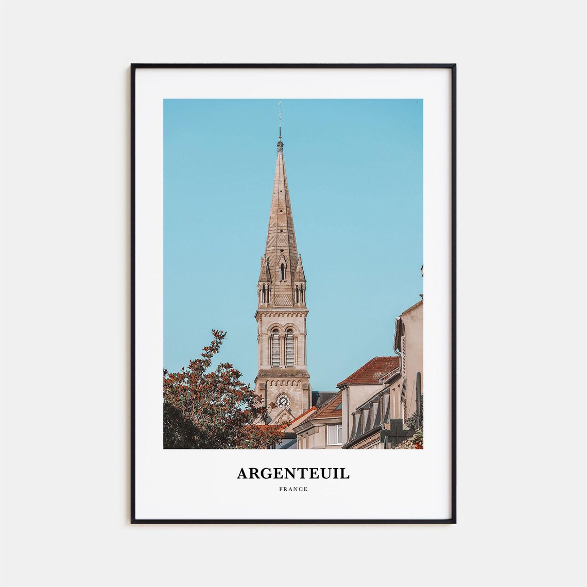 Argenteuil France Church Spire Old Town Rooftops Skyline Poster