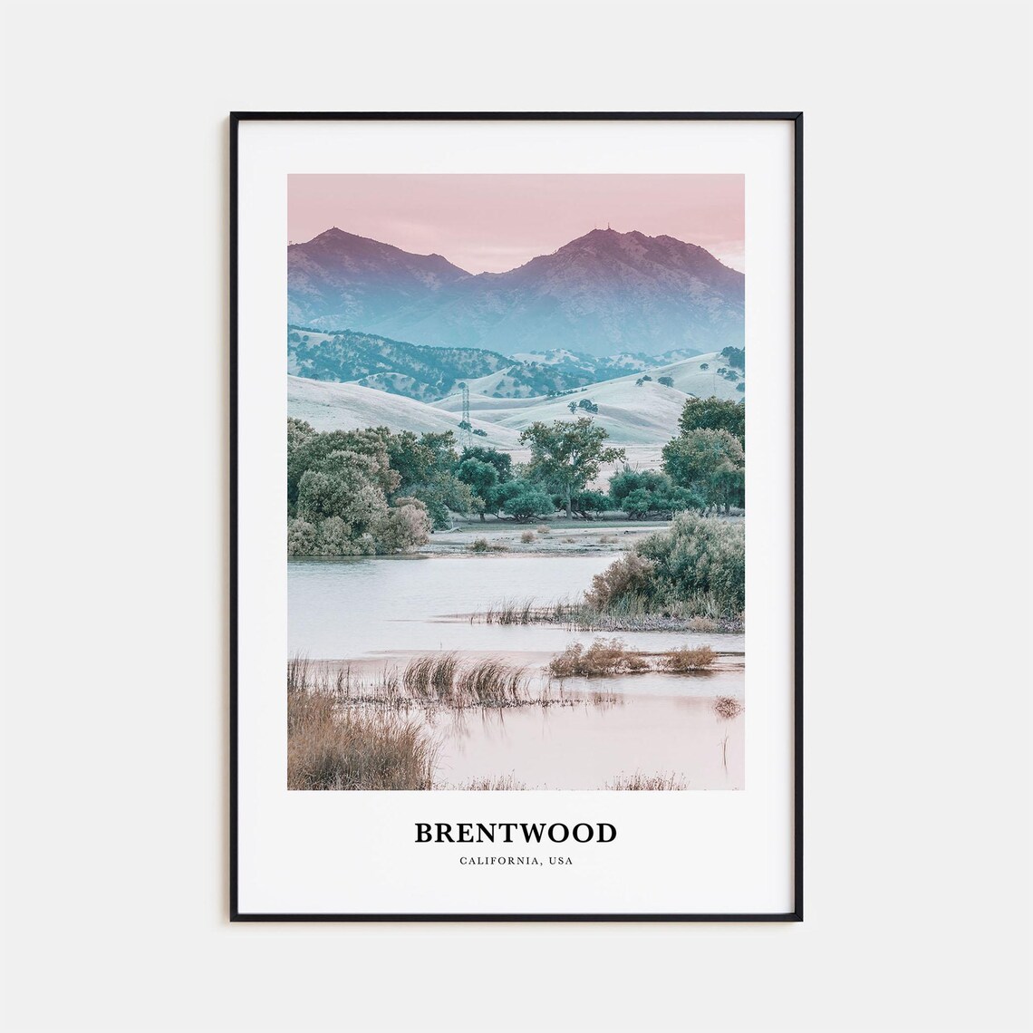 Brentwood California Mountain Lake Sunset Landscape Photo Poster