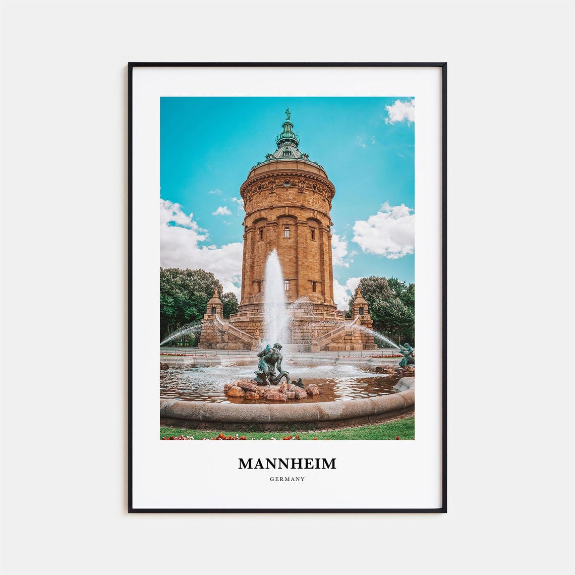 Mannheim Germany Wasserturm Water Tower Fountain Landmark Photo Poster