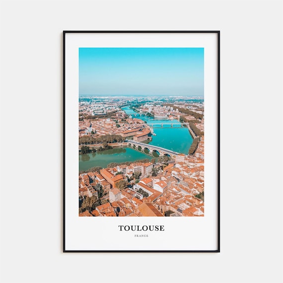 Toulouse France Garonne River Bridges Aerial Travel Photography Poster