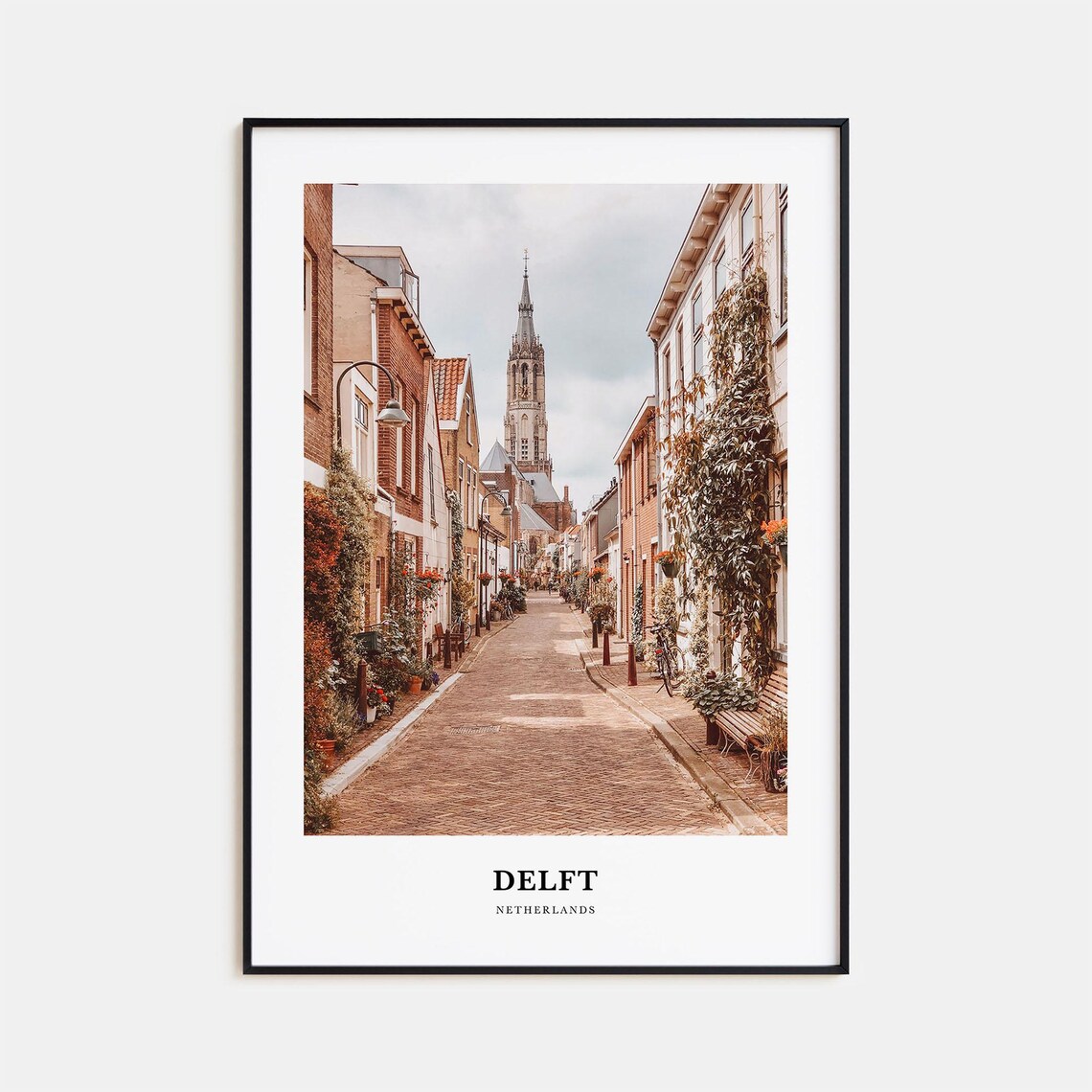 Delft Netherlands Charming Brick Street Nieuwe Kerk Photo Poster