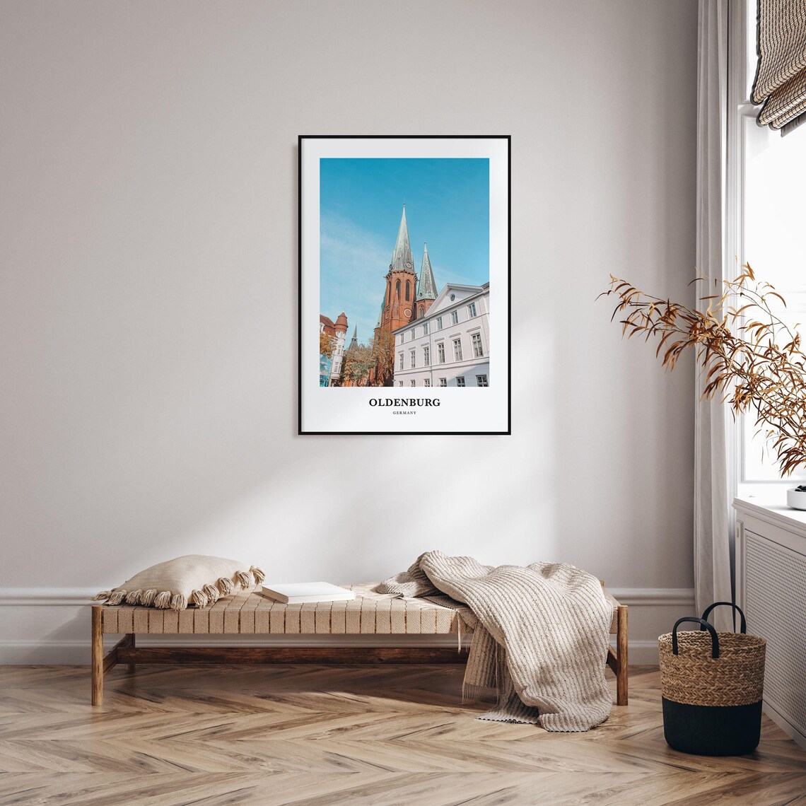 Oldenburg Germany Brick Church Spires Blue Sky Photo Travel Poster - Image 3