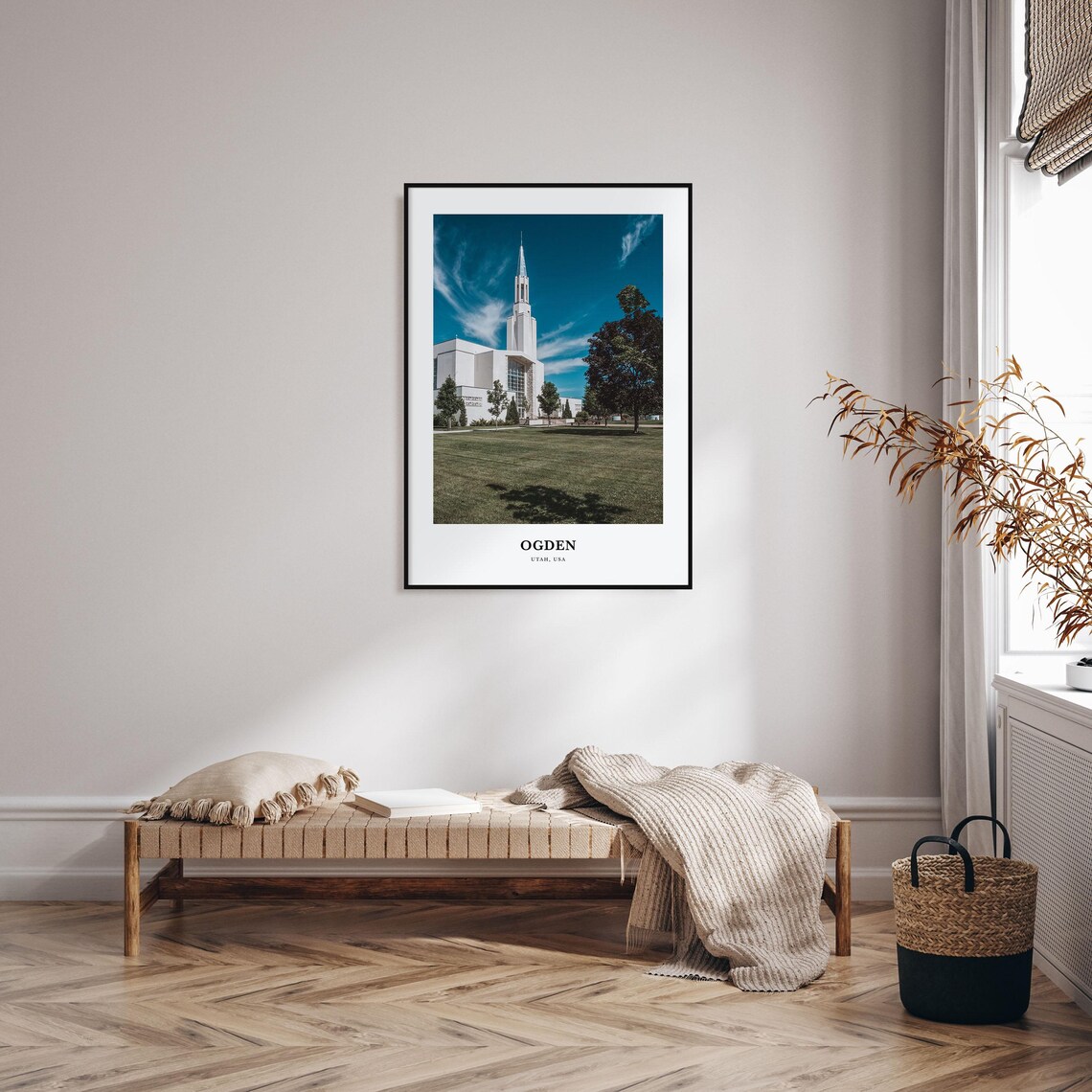 Ogden Utah USA White Temple Spire Sunny Photo Travel Wall Poster - Image 3