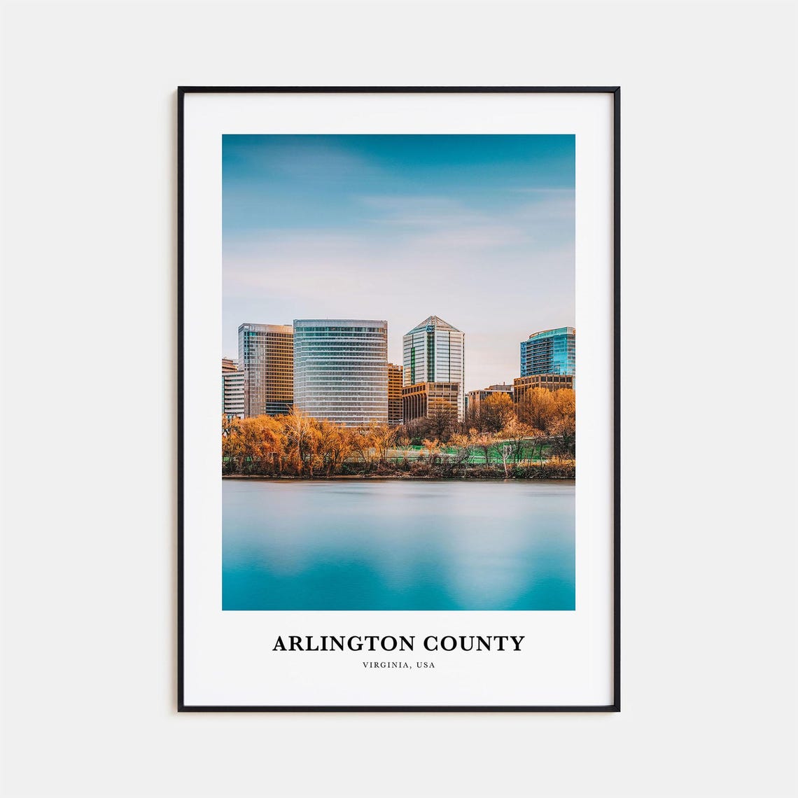Arlington County Virginia Skyline River Golden Hour City Poster