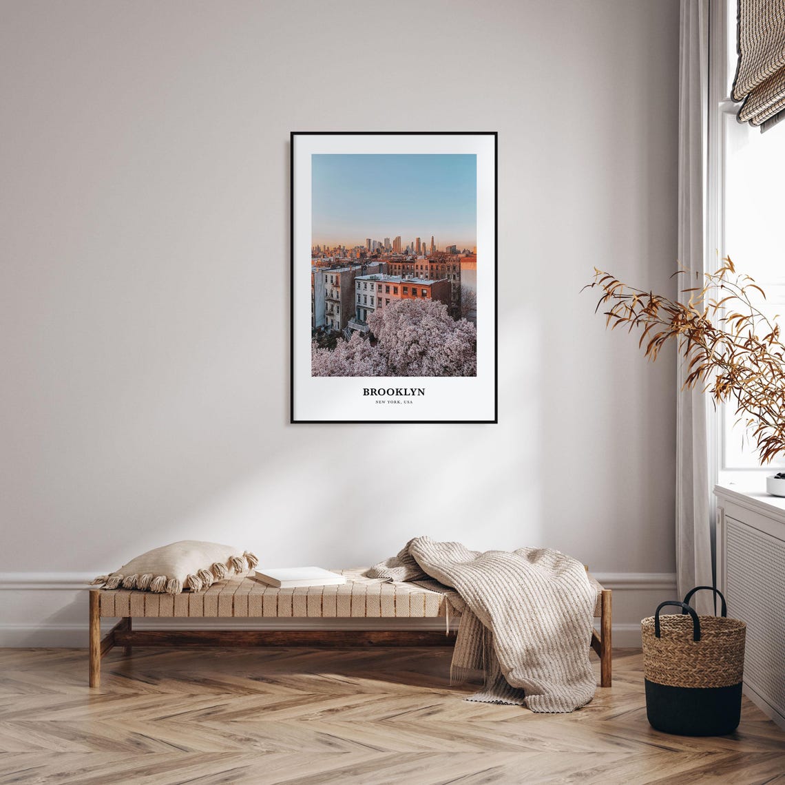 Brooklyn New York Rooftops with Manhattan Skyline at Sunset Poster - Image 3