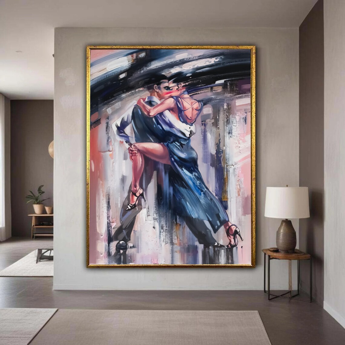 Passionate Dance Couple Canvas Abstract Tango Wall Art Romantic Home Decor Modern Expressionist Ready To Gift