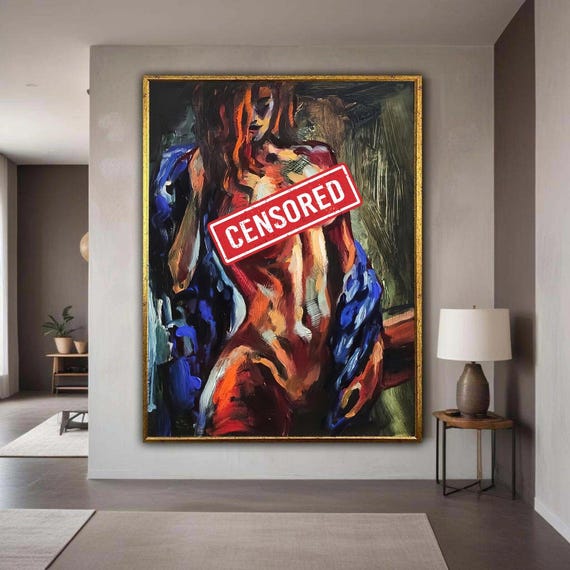 Bold Abstract Nude Female Figure Canvas Modern Expressionist Wall Art Colorful Figurative Painting Contemporary Home Gift Decor