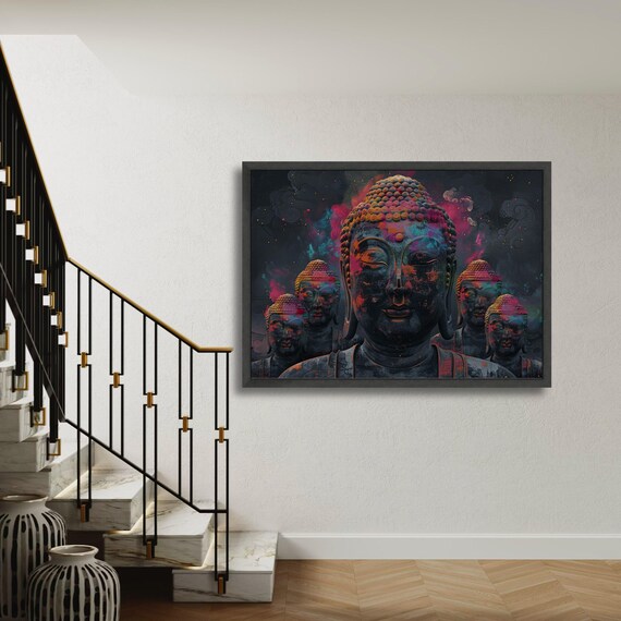 Vibrant Buddha Statues Canvas Spiritual Meditation Wall Art Colorful Zen Home Decoration Calm Serenity Gift Decor