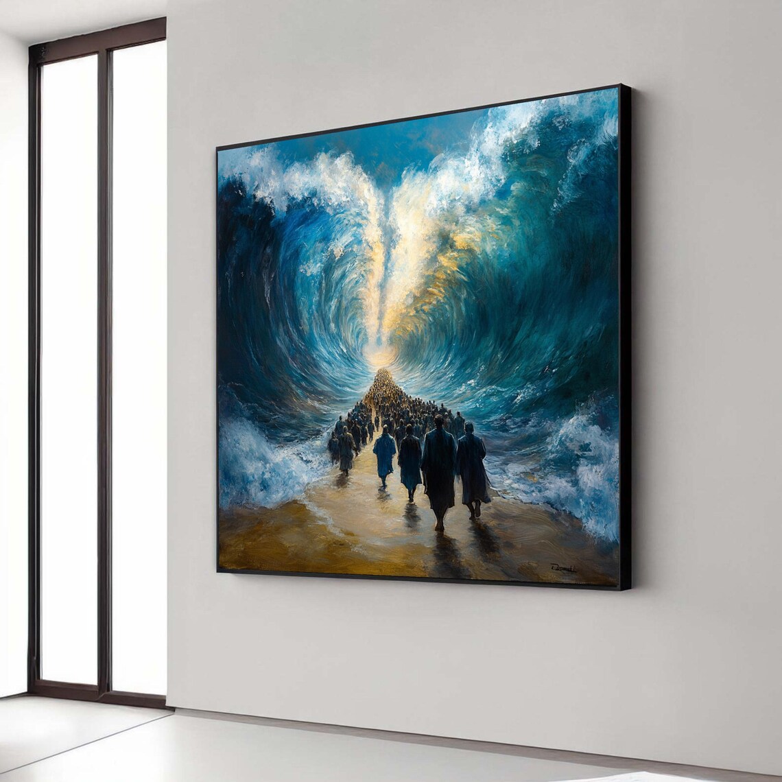 Parting Of The Red Sea Exodus Dramatic Ocean Waves Painting Poster
