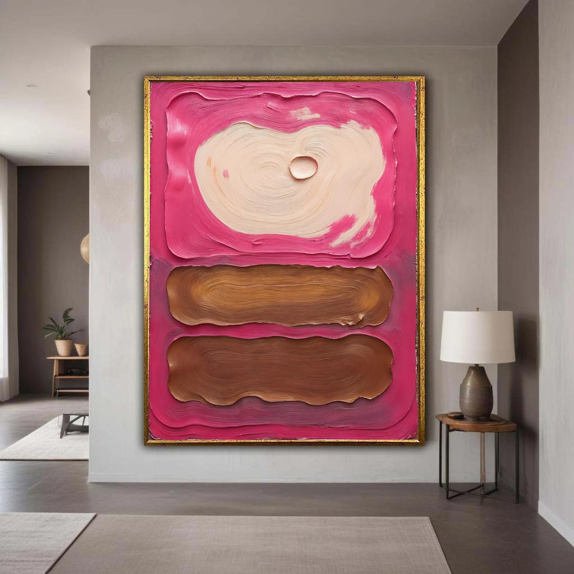 Pink Abstract Color Block Textured Impasto Rothko Style Modern Poster