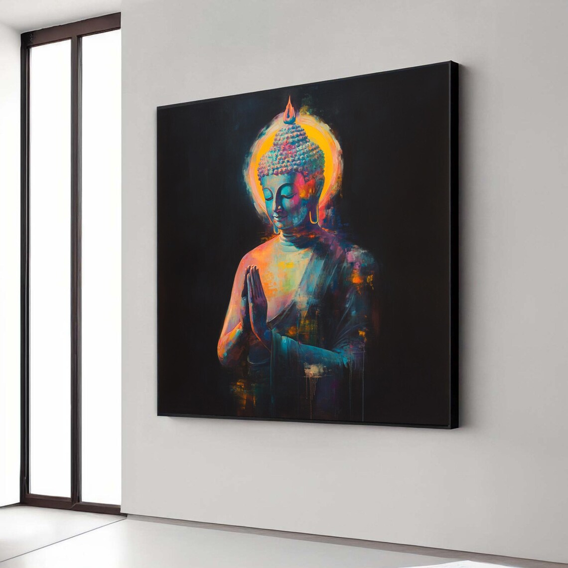 Meditative Buddha Colorful Halo Spiritual Zen Peaceful Art Poster