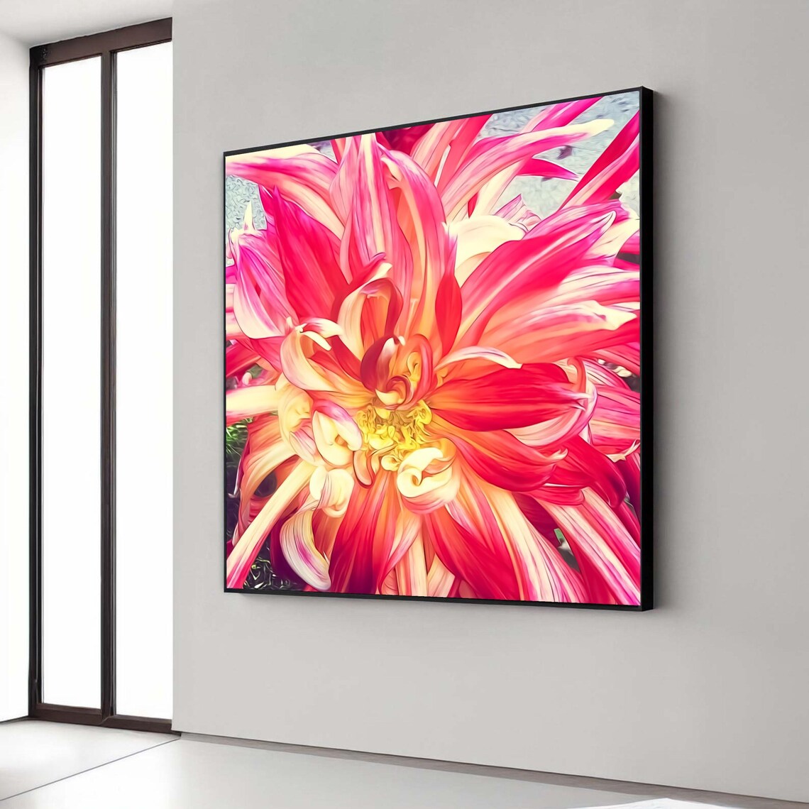 Red And Yellow Dahlia Flower Macro Vibrant Botanical Photography Poster