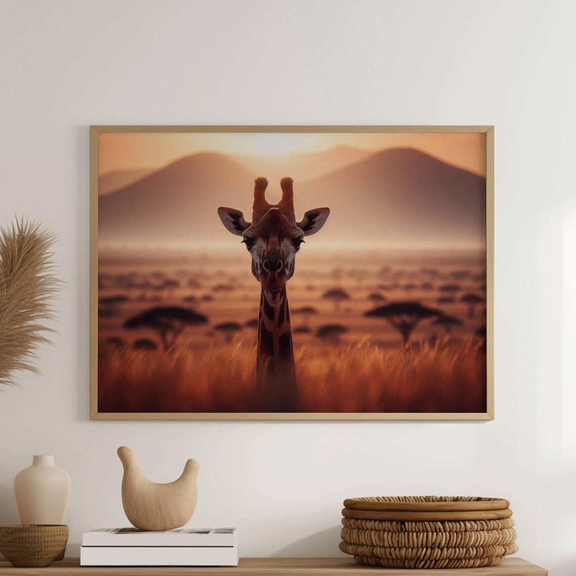 Giraffe in African Savanna Sunset Wildlife Photography Poster - Image 4
