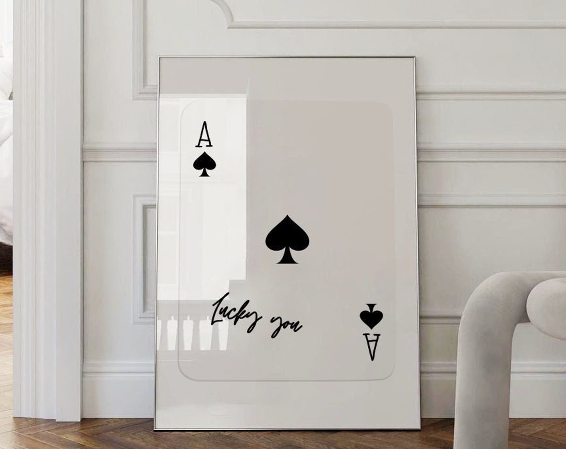 Lucky You Black Ace Of Spades Playing Card Modern Design Poster