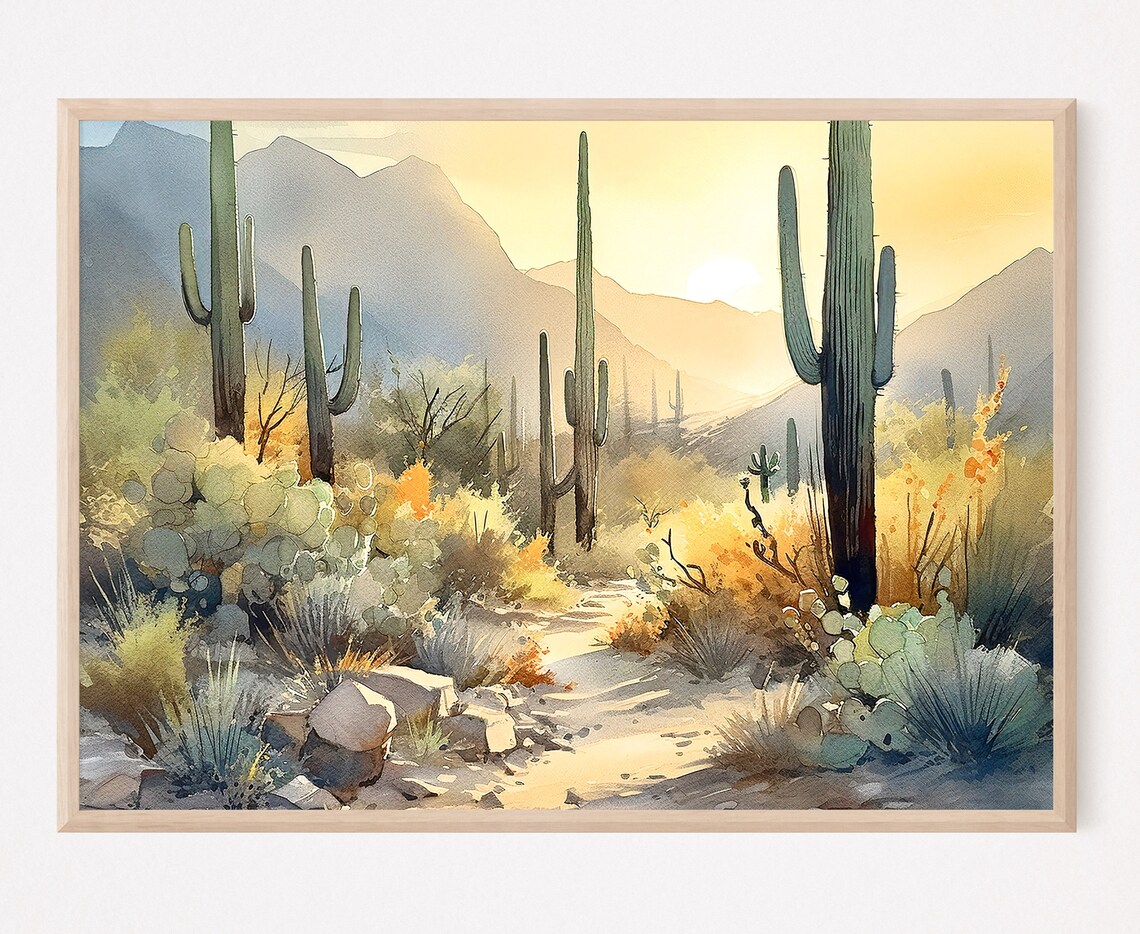 Saguaro National Park Watercolor Travel Poster
