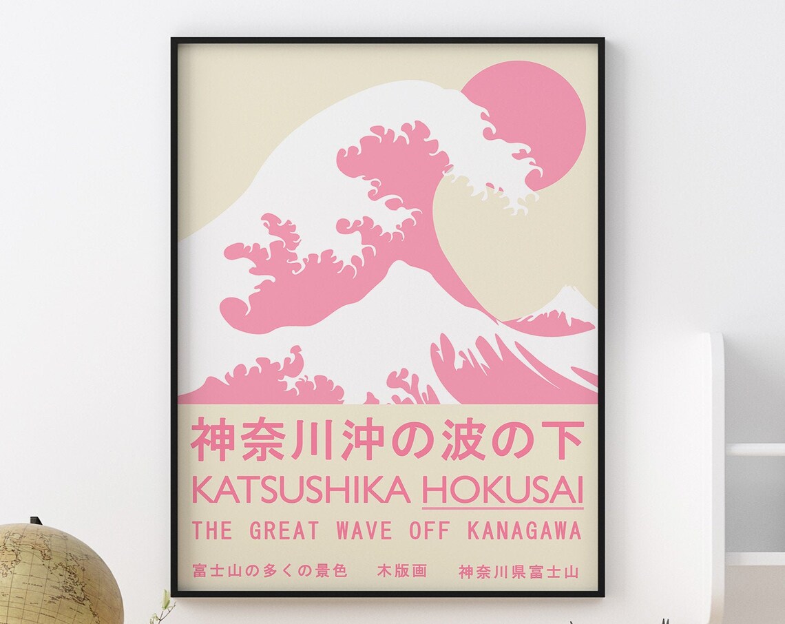The Great Wave, Pink Japanese Art Print - Image 3