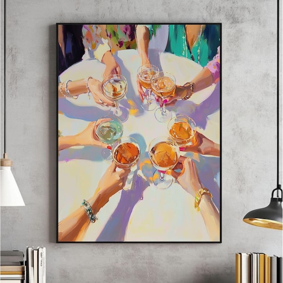 Celebration Cocktail Party Wall Art Cheers Print Elegant Drink Illustration Happy Hour Poster Social Gathering Decor File
