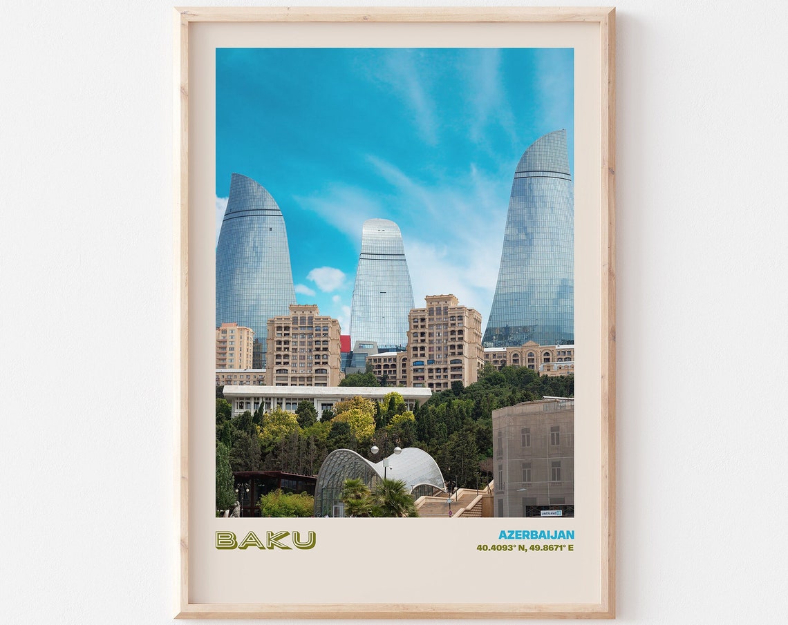 Baku Travel Poster Baku Print Baku Photo Print Baku Wall Decor Baku Travel Art Baku Azerbaijan Picture Baku 2