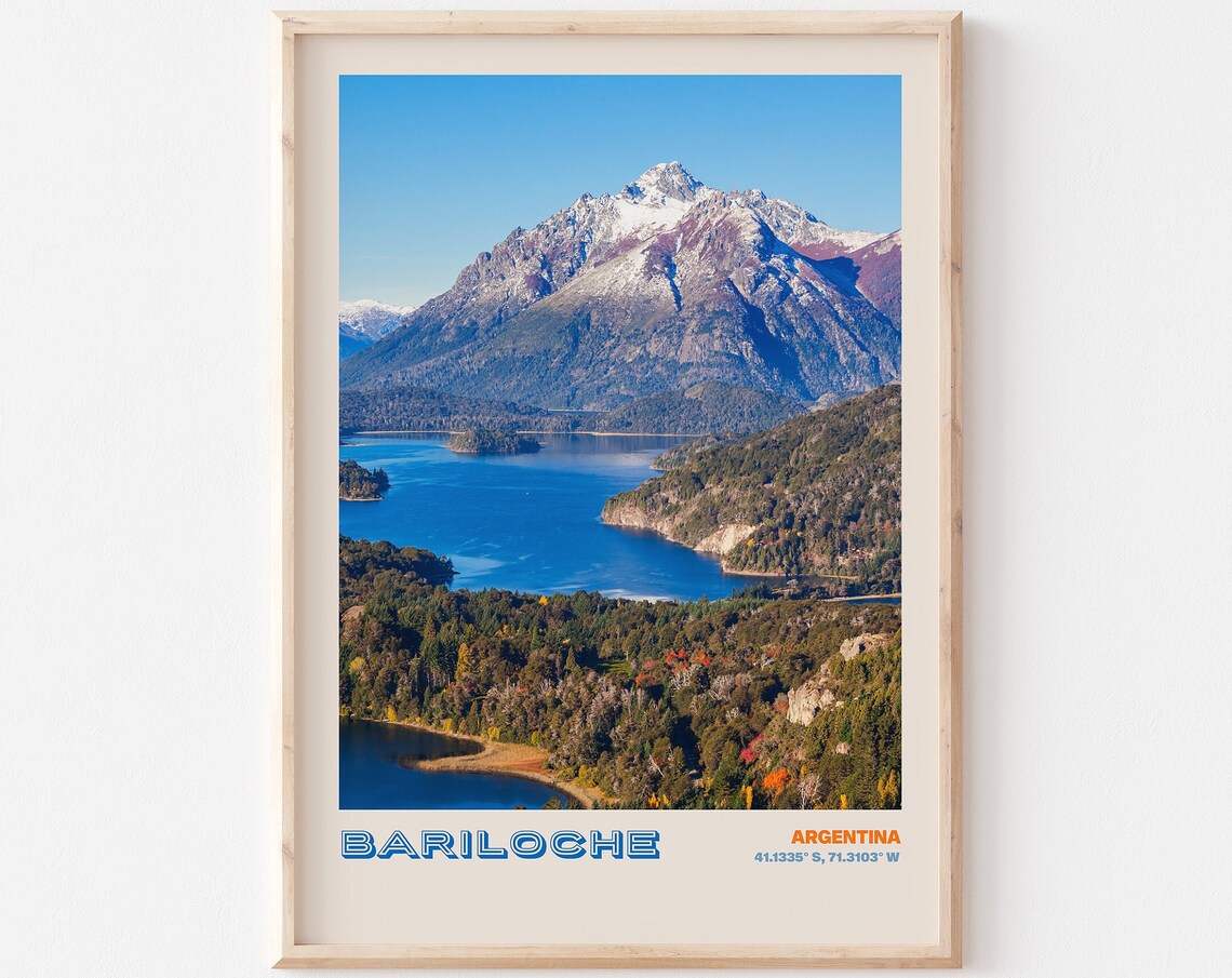 Bariloche Argentina Blue Lake Snow Capped Peaks Vista Poster