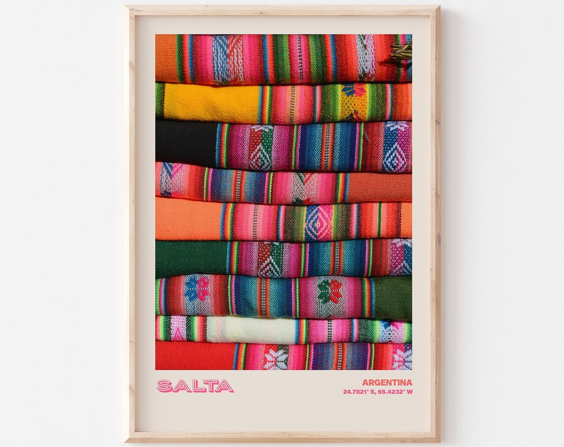 Salta Argentina Colorful Woven Textiles Market Craft Photo Poster