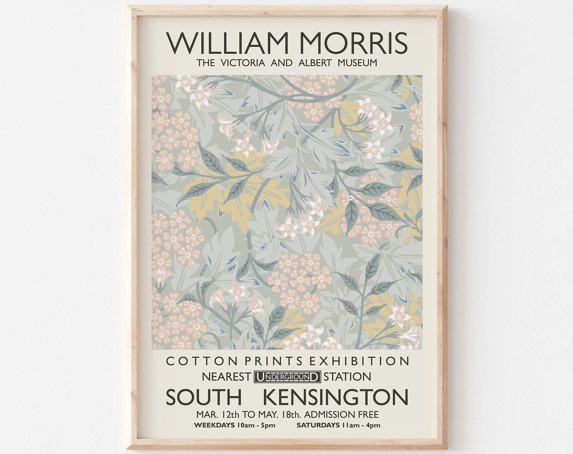 William Morris Cotton Prints Exhibition South Kensington Floral Poster