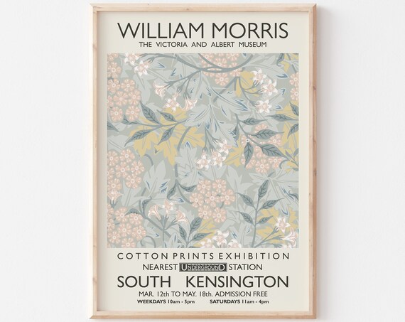 William Morris Cotton Prints Exhibition South Kensington Floral Poster