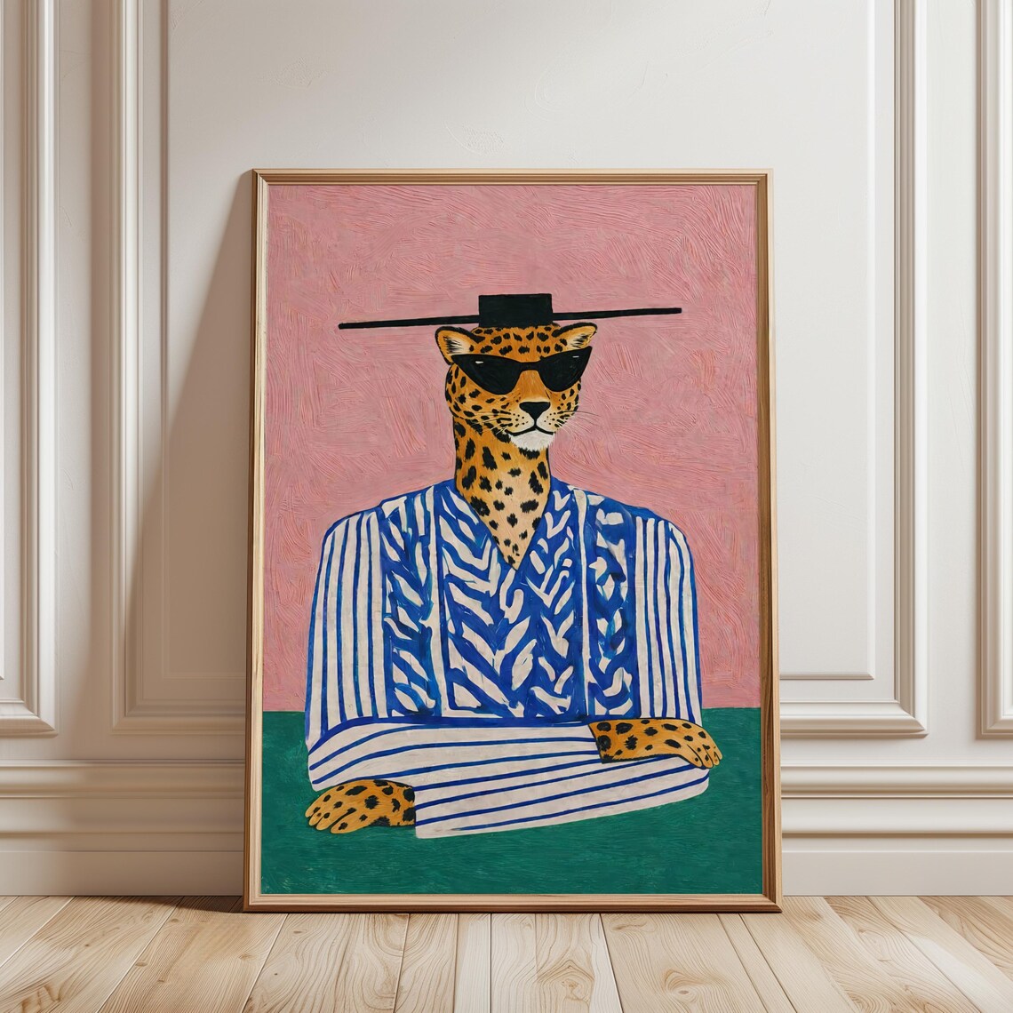 Fashionable Leopard Art Print, Maximalist Wild Animal