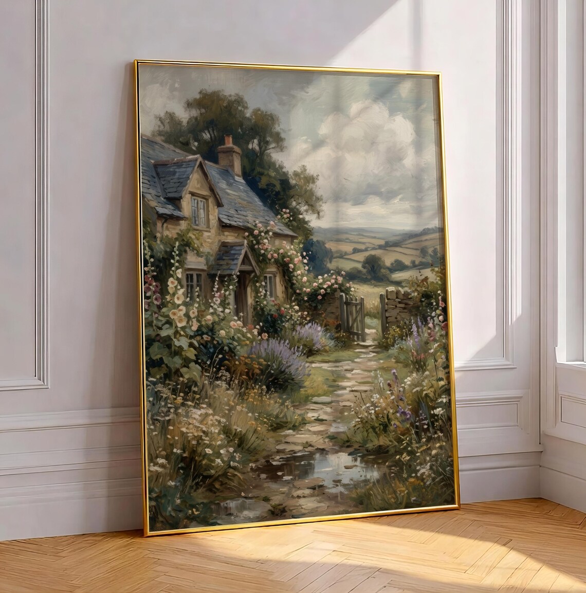 Cottage Garden Art Print, Vintage Botanical Artwork