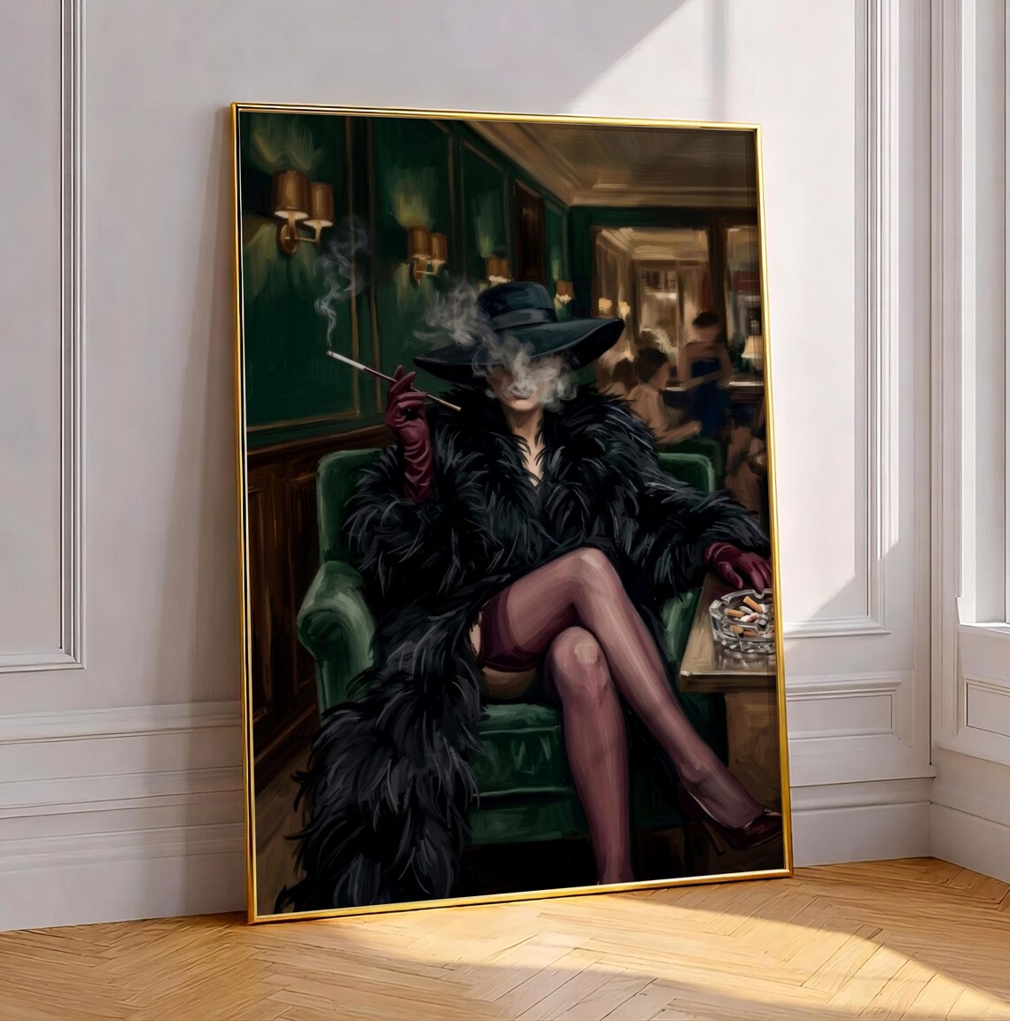 Dark Feminine Paris Wall Art Print Old Money Glam Decor Moody Fashion Poster Chic Bar Cart Vintage Lounge Artwork Digital Download