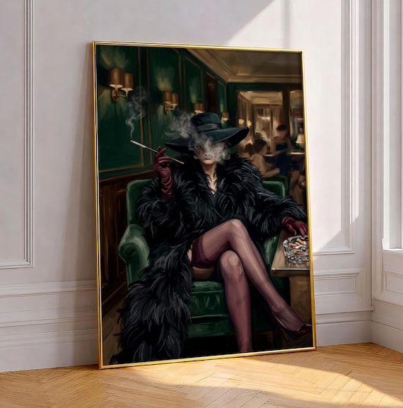 Dark Feminine Paris Glam Moody Chic Fashion Lounge Bar Wall Art