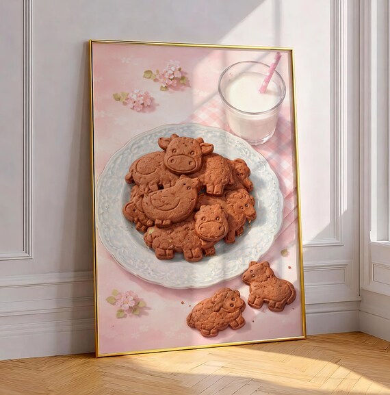Animals Chocolate Cookies Art Print, Nostalgic Kitchen Decor