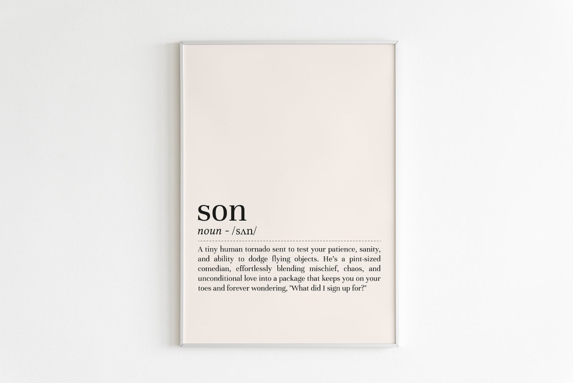 Son Definition Funny Dictionary Quote New Parent Gift Poster